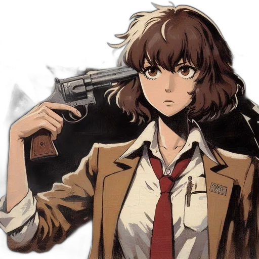 weapon, jacket, staff, anime transparent PNG cut-out