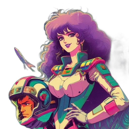 robot, vaporwave, concept art, comic book art transparent PNG cut-out