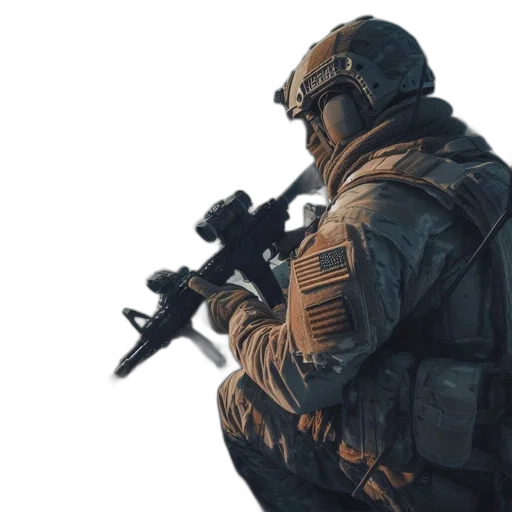 weapon, staff, jacket, face transparent PNG cut-out