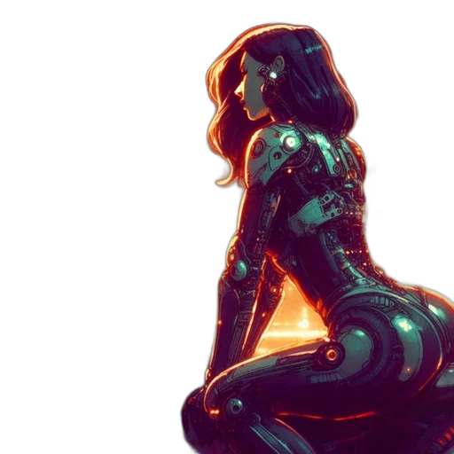 robot, dress, concept art, 3d render transparent PNG cut-out