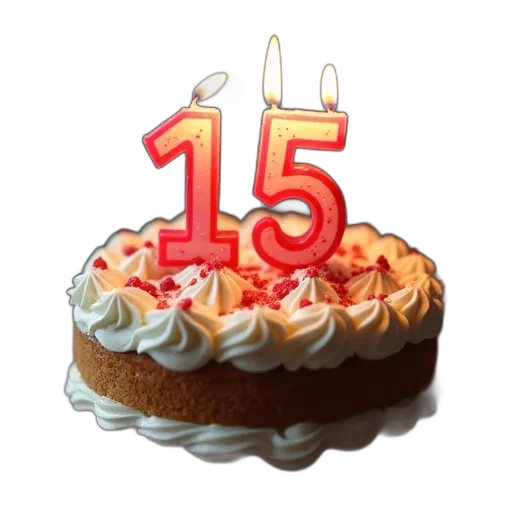 3d render, birthday, cake, candles transparent PNG cut-out
