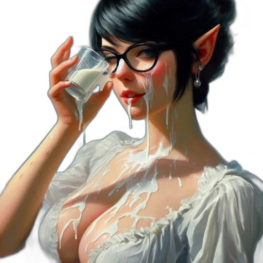 dress, face, fantasy art, photorealistic transparent PNG cut-out