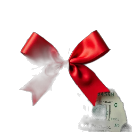 3d render, red, ribbon, dollars transparent PNG cut-out
