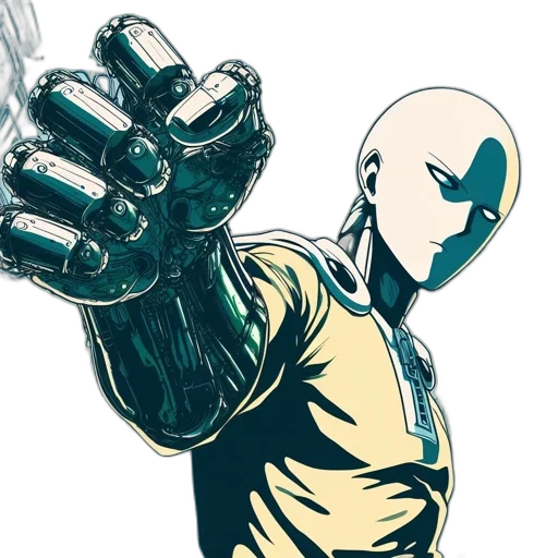 robot, mask, jacket, comic book art transparent PNG cut-out