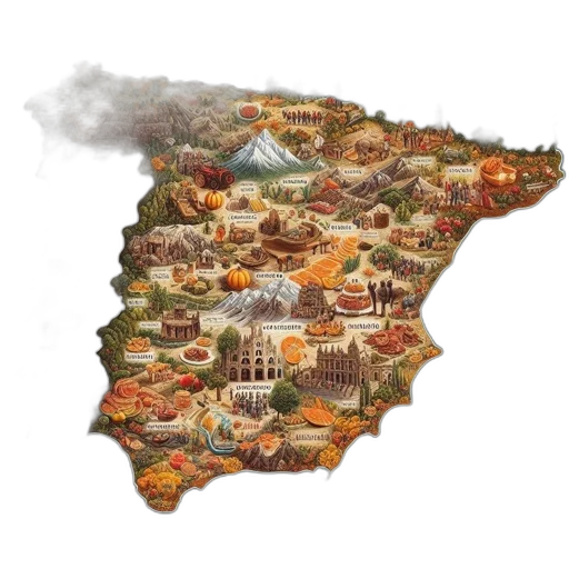 concept art, colorful, map, spain transparent PNG cut-out