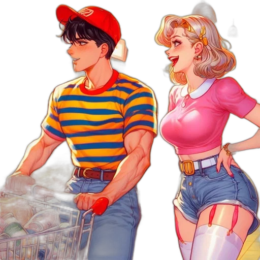 comic book art, vaporwave, concept art, cartoon transparent PNG cut-out