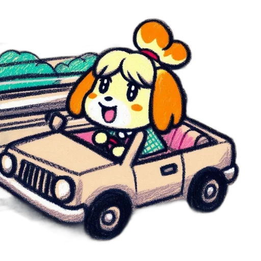 car, pixel art, cartoon, vaporwave transparent PNG cut-out