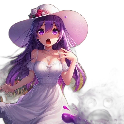 dress, hat, flower, staff transparent PNG cut-out