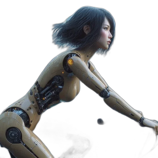 robot, concept art, cyberpunk, 3d render transparent PNG cut-out