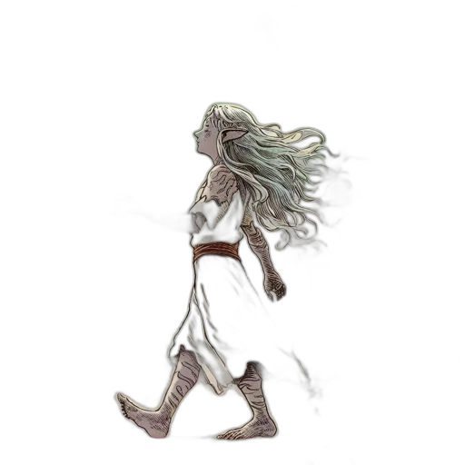 hair, dress, staff, dragon transparent PNG cut-out