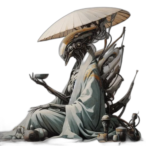 umbrella, robot, staff, dragon transparent PNG cut-out