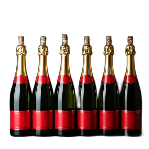 bottle, row, six, champagne transparent PNG cut-out