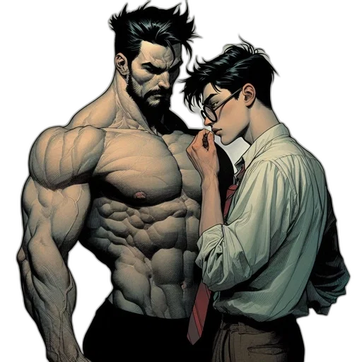 comic book art, concept art, cartoon, two transparent PNG cut-out