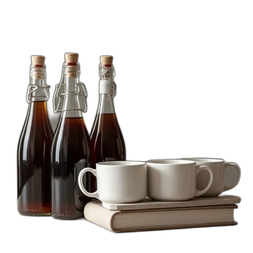 bottle, 3d render, earth tones, coffee transparent PNG cut-out