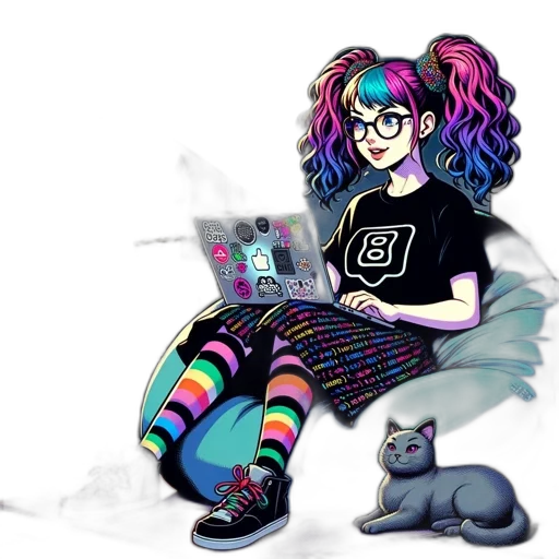 staff, cartoon, cyberpunk, vaporwave transparent PNG cut-out