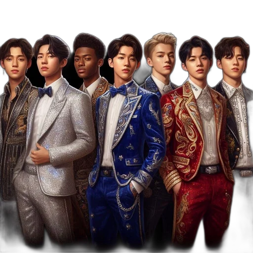 concept art, seven, young, men transparent PNG cut-out