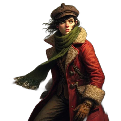 jacket, hat, staff, face transparent PNG cut-out