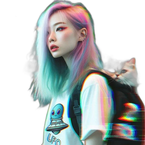 jacket, robot, hair, creature transparent PNG cut-out