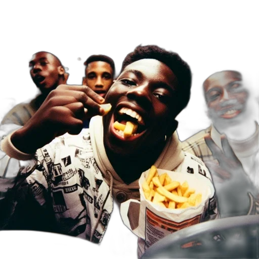 food, group, young, men transparent PNG cut-out