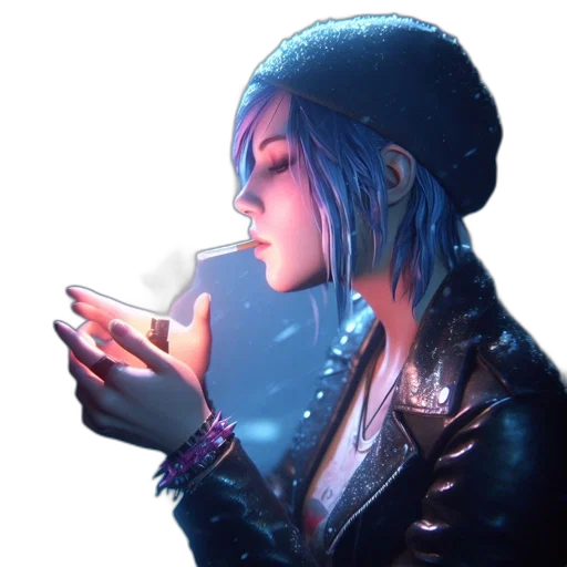 jacket, bottle, face, cyberpunk transparent PNG cut-out