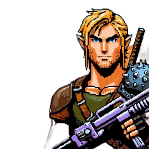 weapon, staff, pixel art, comic book art transparent PNG cut-out