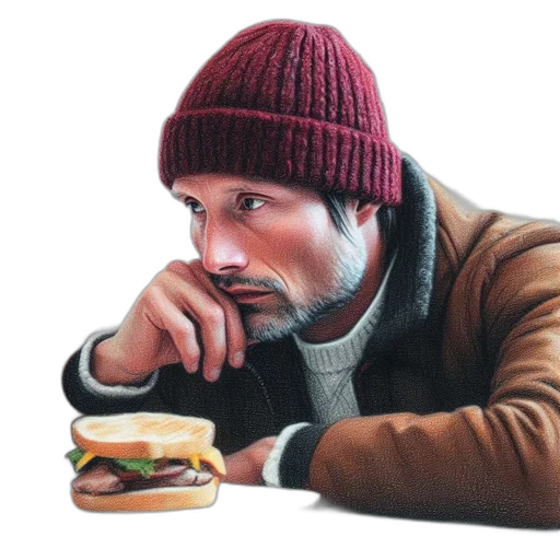 food, hat, jacket, face transparent PNG cut-out