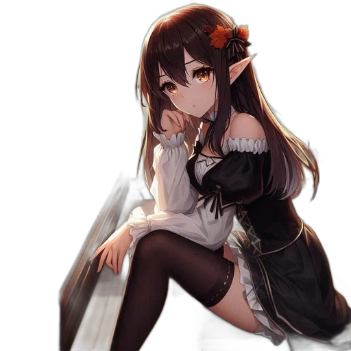 dress, staff, weapon, creature transparent PNG cut-out
