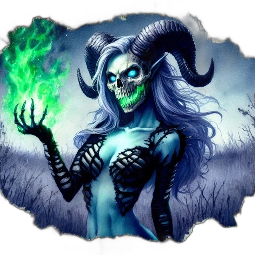 mask, creature, staff, fantasy art transparent PNG cut-out