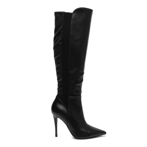 shoes, black, high-heeled, boot transparent PNG cut-out