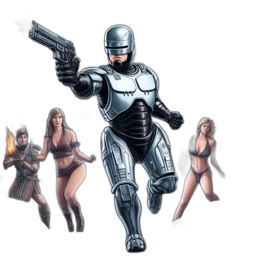 robot, weapon, concept art, comic book art transparent PNG cut-out