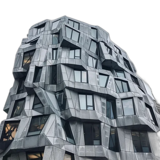 building, 3d render, monochrome, modern transparent PNG cut-out