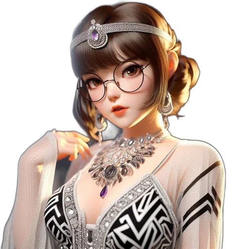 dress, jewelry, staff, crown transparent PNG cut-out