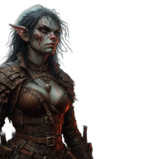 concept art, fantasy art, fierce-looking, woman transparent PNG cut-out