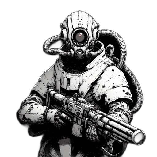 robot, mask, weapon, creature transparent PNG cut-out