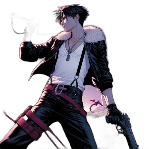 jacket, weapon, comic book art, concept art transparent PNG cut-out