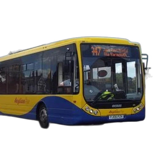 3d render, yellow, blue, bus transparent PNG cut-out