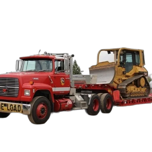 red, truck, word, load transparent PNG cut-out
