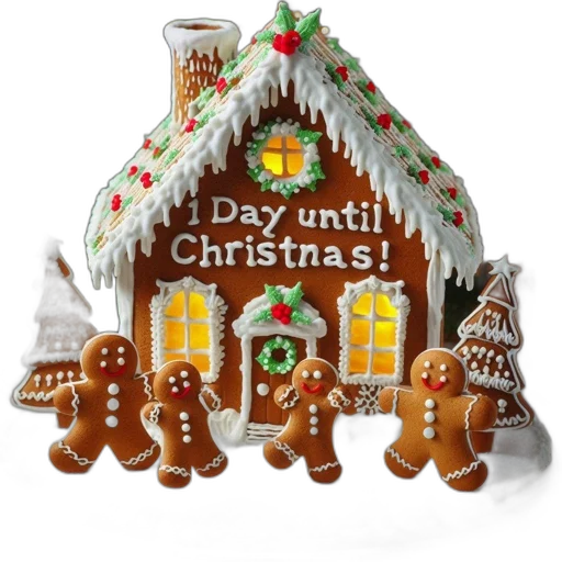 3d render, festive, gingerbread, house transparent PNG cut-out