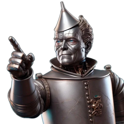 robot, crown, staff, 3d render transparent PNG cut-out