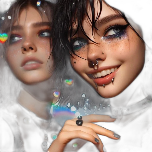 jewelry, face, umbrella, photorealistic transparent PNG cut-out