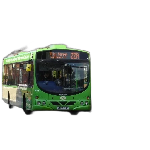 3d render, photorealistic, green, bus transparent PNG cut-out