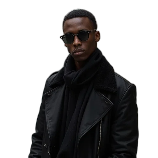 jacket, staff, face, dark transparent PNG cut-out