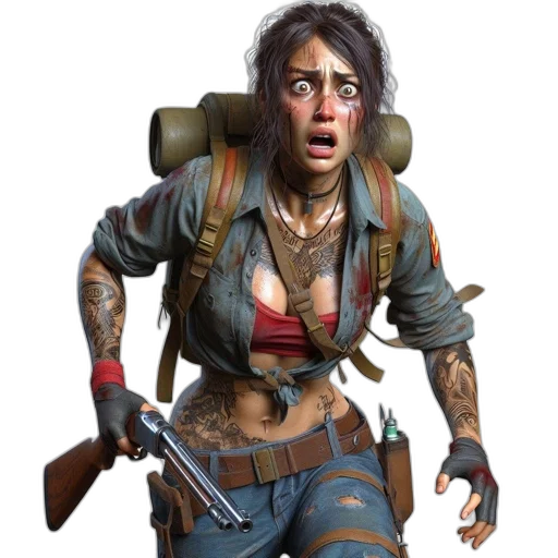 face, weapon, staff, jacket transparent PNG cut-out