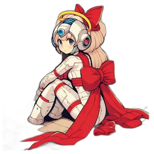 robot, dress, weapon, flower transparent PNG cut-out
