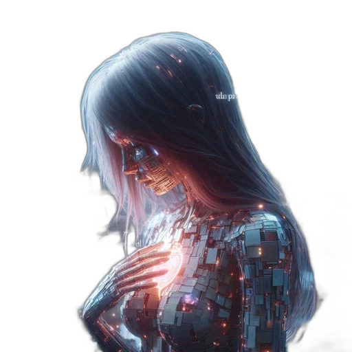 robot, dress, face, creature transparent PNG cut-out