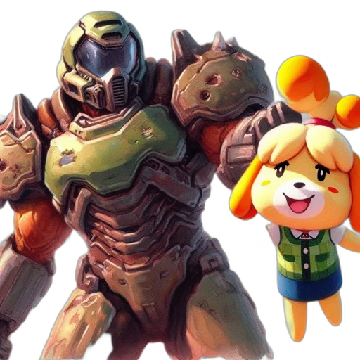 concept art, 3d render, golden, two transparent PNG cut-out