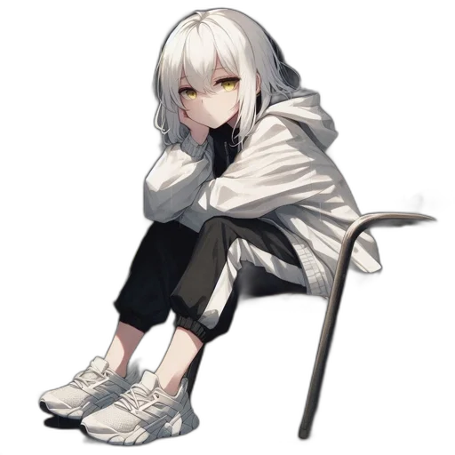 jacket, shoes, creature, staff transparent PNG cut-out