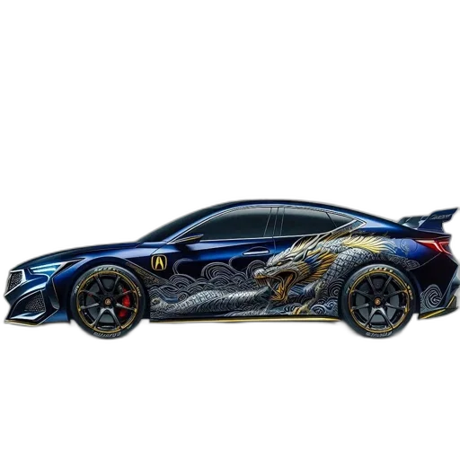 car, dragon, concept art, photorealistic transparent PNG cut-out