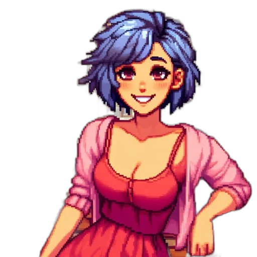 dress, staff, pixel art, anime transparent PNG cut-out