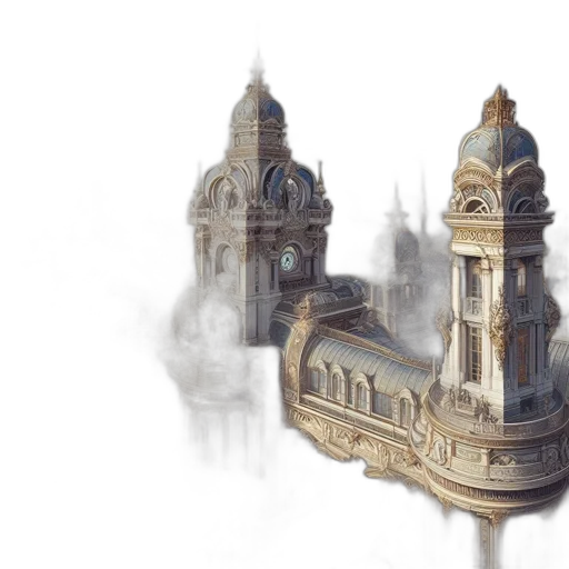 building, concept art, fantasy art, 3d render transparent PNG cut-out